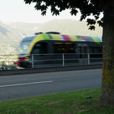 Bus, cable car and train