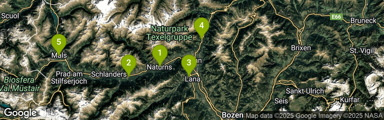 Karte der Fahrradverleihs in Südtirol